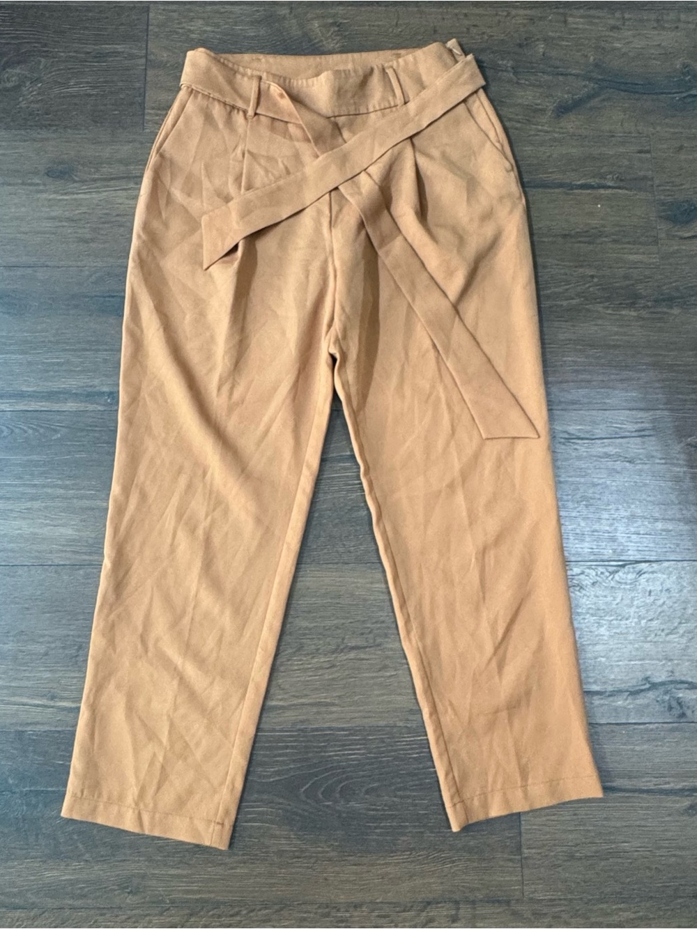 Tailored Tie-Waist Pants in Camel